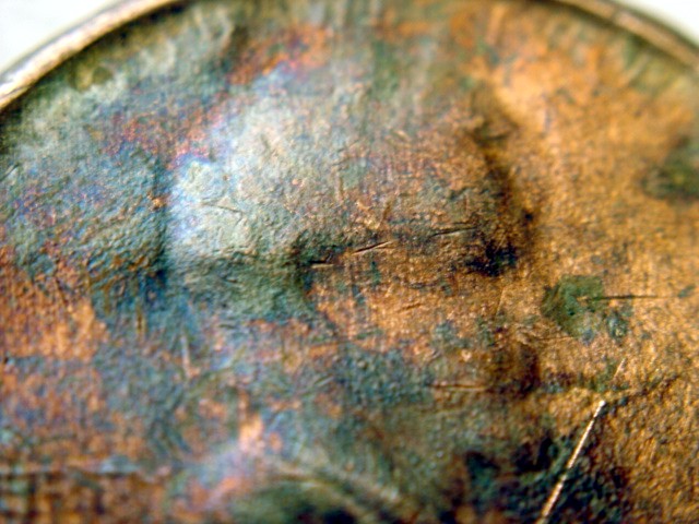 Lincoln-Memorial-Cent--Struck-Through-Die-Cap-Or-Grease?